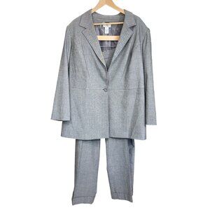 Avenue Womens Stretch Two-Piece Pant Suit Size 16 & 18 Gray Herringbone Pattern